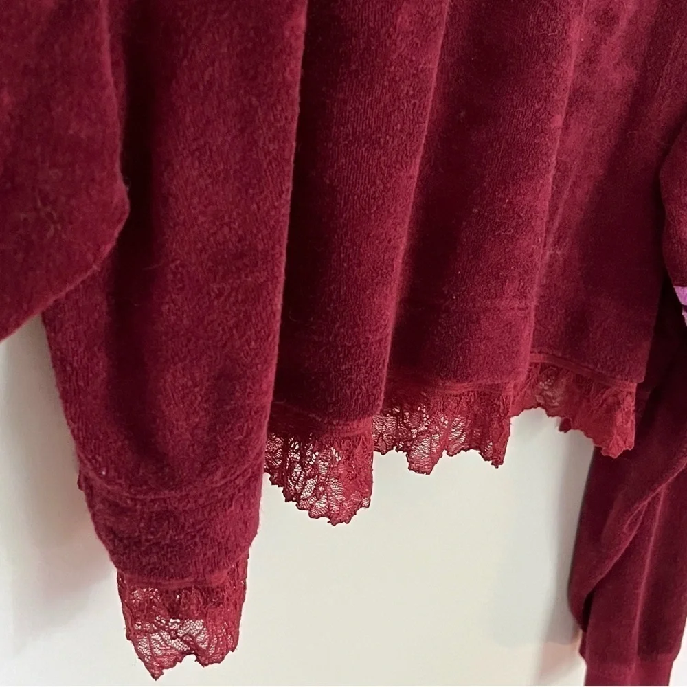 Field Day by Free People Pullover Long Sleeve Burgundy sporty Sweatshirt top